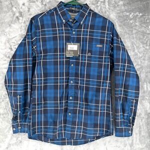 Eddie Bauer Travex Mr On The Go Poplin LS Shirt Mens S Blue PlaidNWT